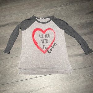 Girls all you need is love baseball style shirt size Medium